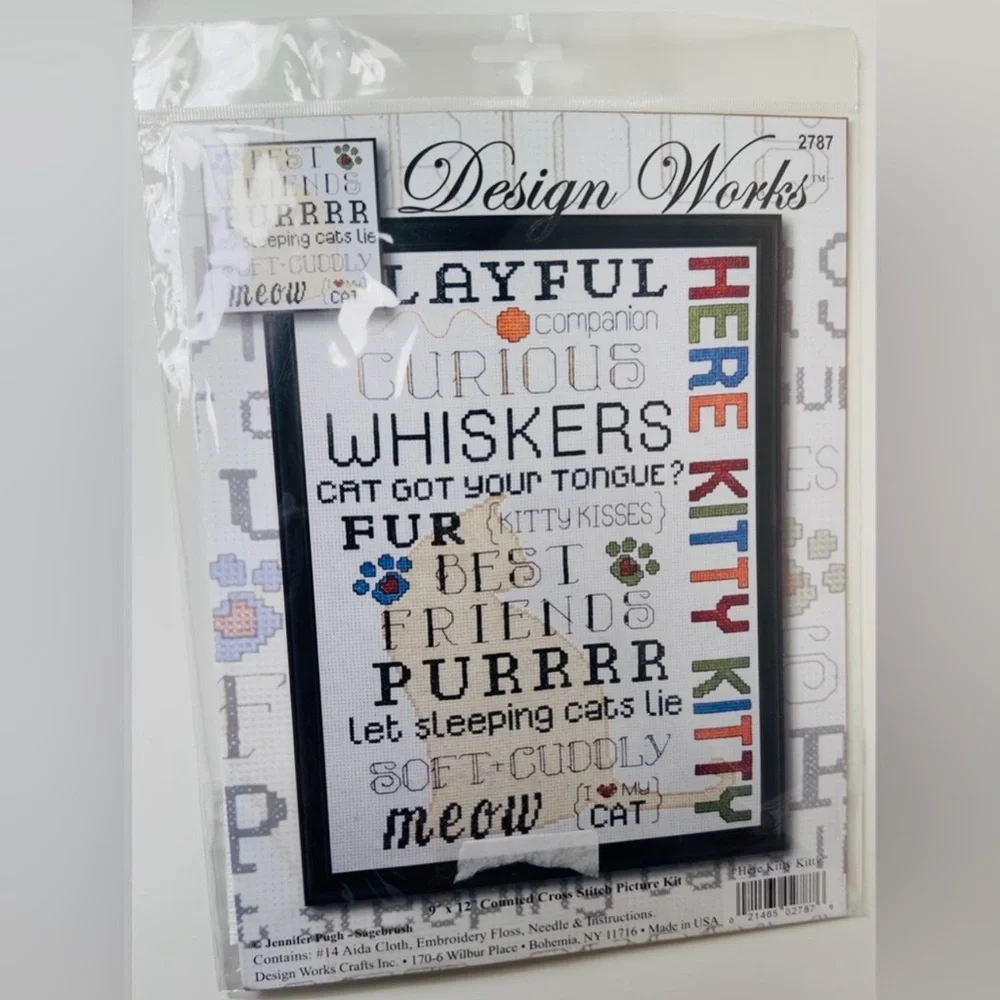 Design Works Cat-Themed Cross Stitch Kit - Multicolor